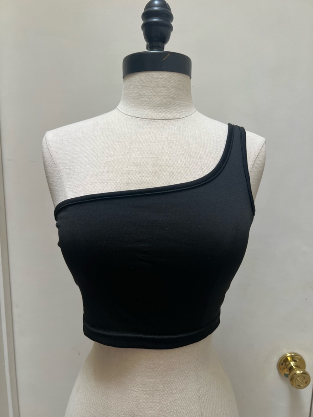 Women’s One-Shoulder Black Crop Top